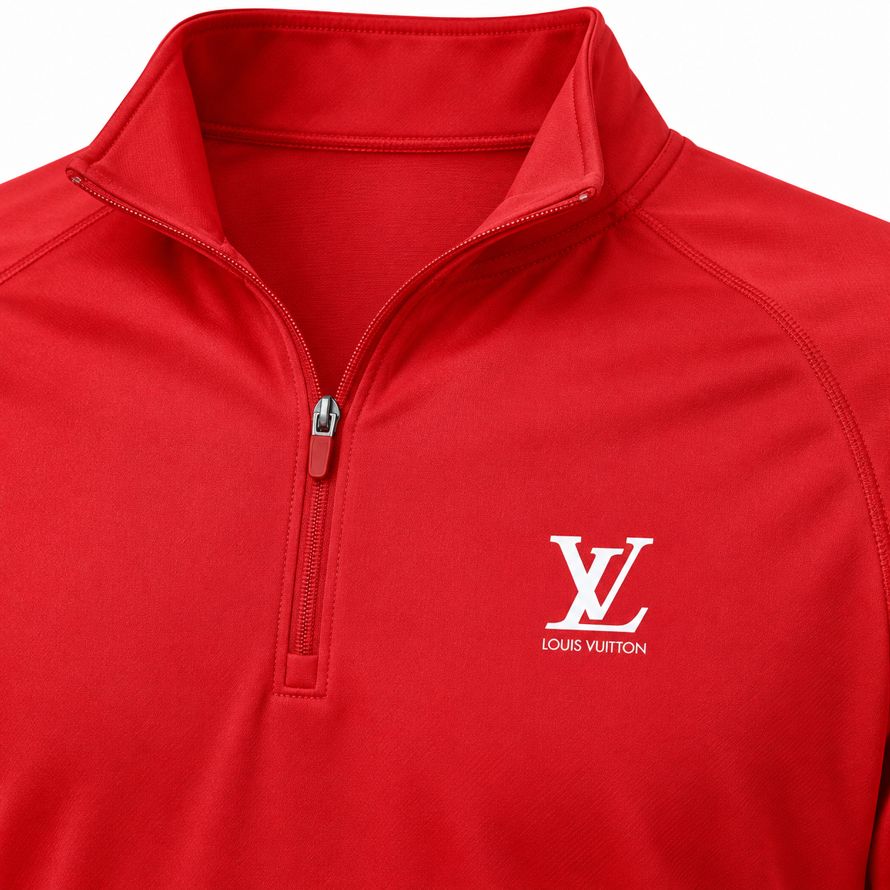 Men's Louis Vuitton Lightweight Quarter-Zip Athletic Shirt Long Sleeve Performance Wear | Color: Red | View 2