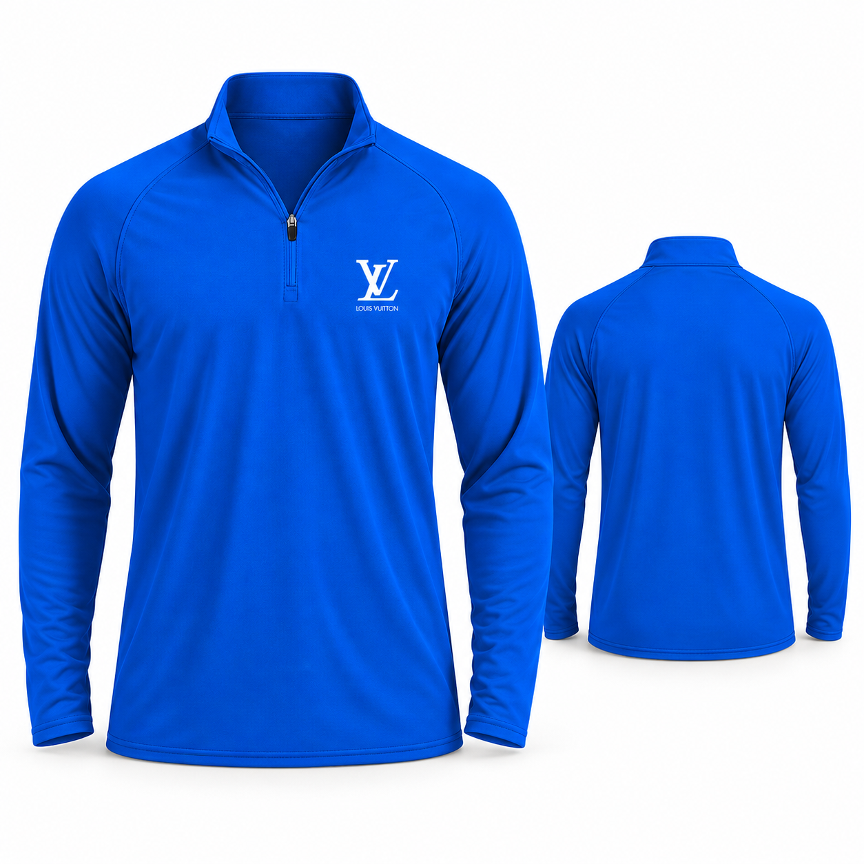Men's Louis Vuitton Lightweight Quarter-Zip Athletic Shirt Long Sleeve Performance Wear | Color: Royal Blue | Main