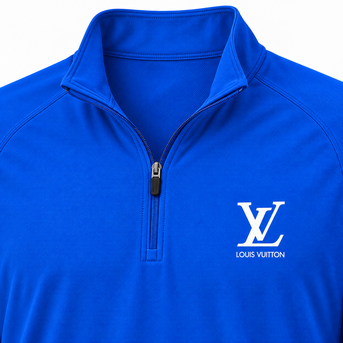 Men's Louis Vuitton Lightweight Quarter-Zip Athletic Shirt Long Sleeve Performance Wear | Color: Royal Blue | View 2