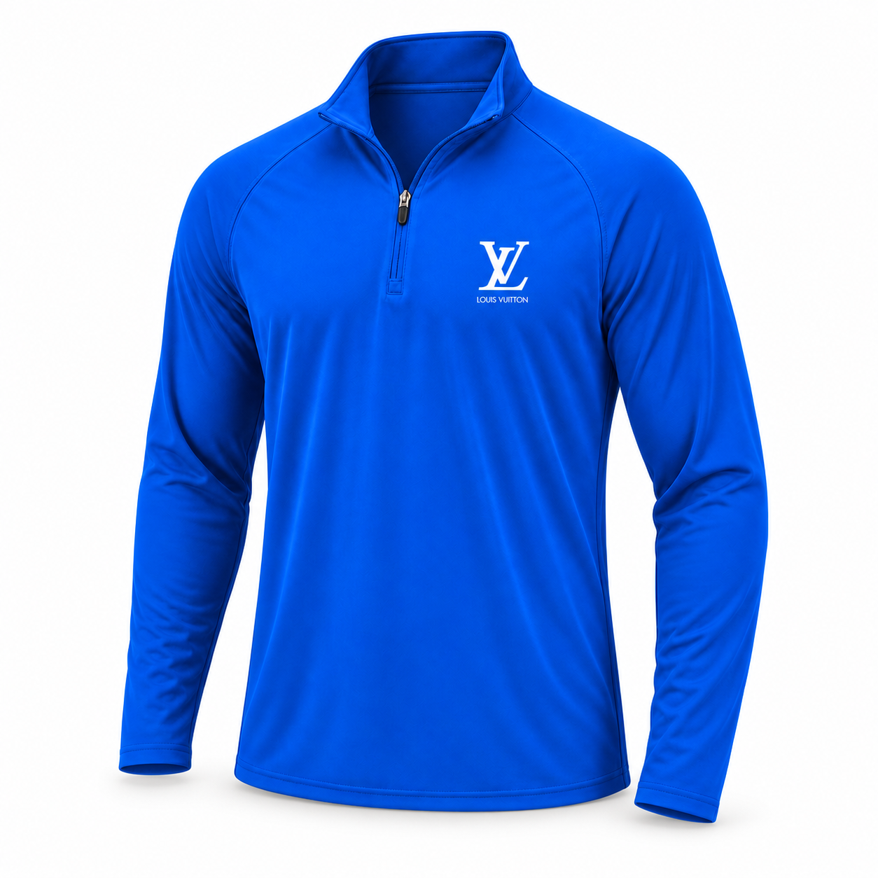 Men's Louis Vuitton Lightweight Quarter-Zip Athletic Shirt Long Sleeve Performance Wear | Color: Royal Blue | View 3
