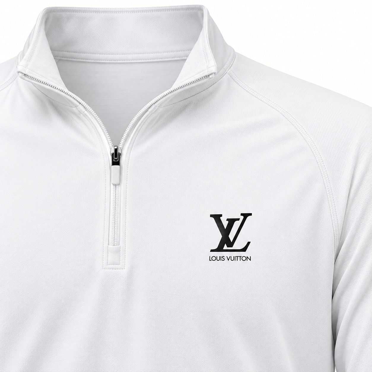 Men's Louis Vuitton Lightweight Quarter-Zip Athletic Shirt Long Sleeve Performance Wear | Color: White | View 2