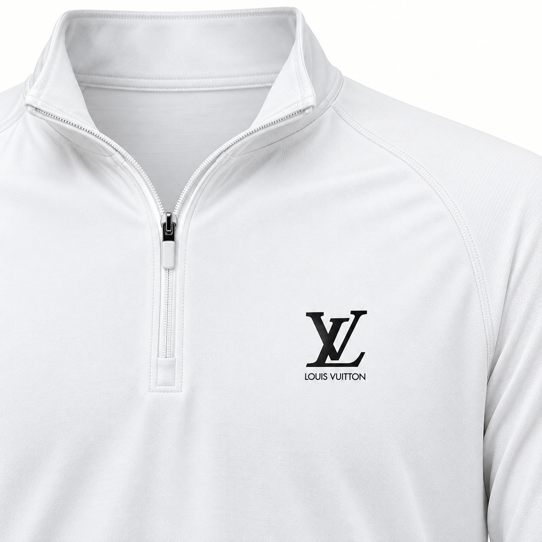 Men's Louis Vuitton Lightweight Quarter-Zip Athletic Shirt Long Sleeve Performance Wear | Color: White | View 2