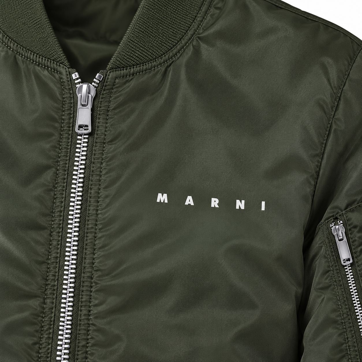 Men's Marni Lightweight Bomber Jacket | Color: Army Green | Image 2