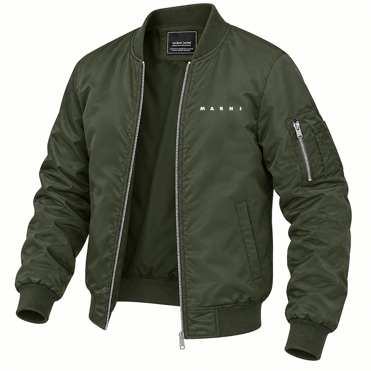 Men's Marni Lightweight Bomber Jacket | Color: Army Green | Image 4