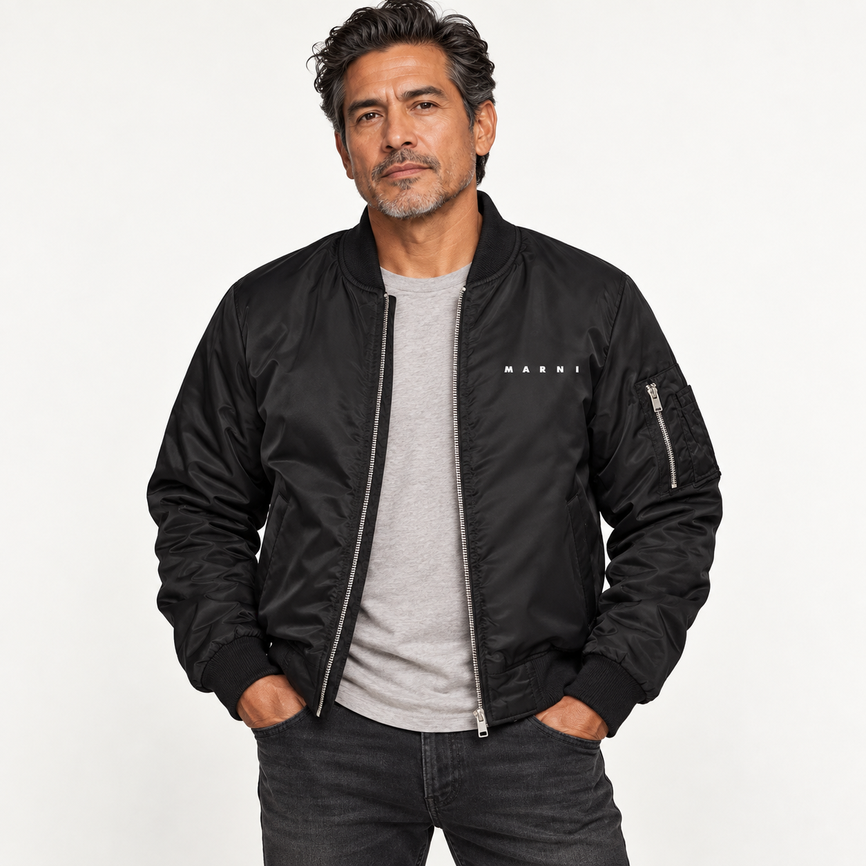 Men's Marni Lightweight Bomber Jacket | Color: Black | Image 3