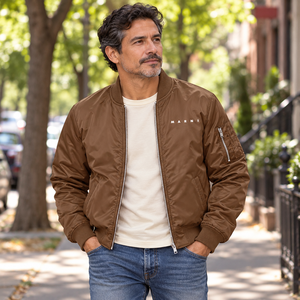 Men's Marni Lightweight Bomber Jacket | Color: Brown | Image 1
