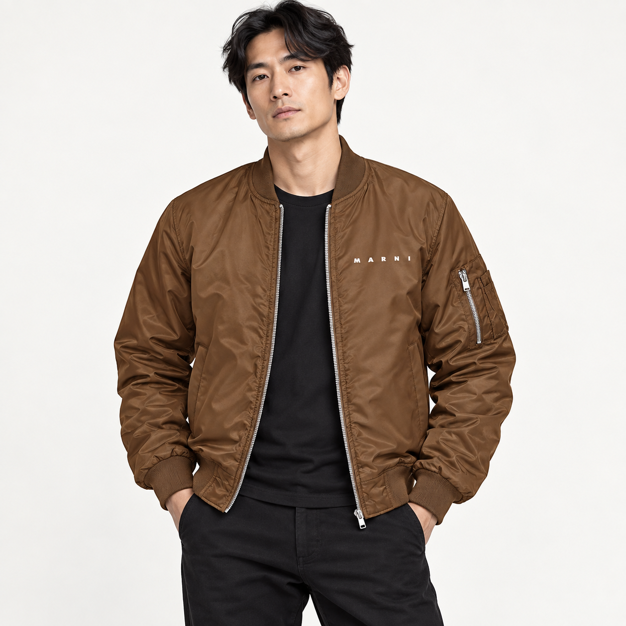 Men's Marni Lightweight Bomber Jacket | Color: Brown | Image 3
