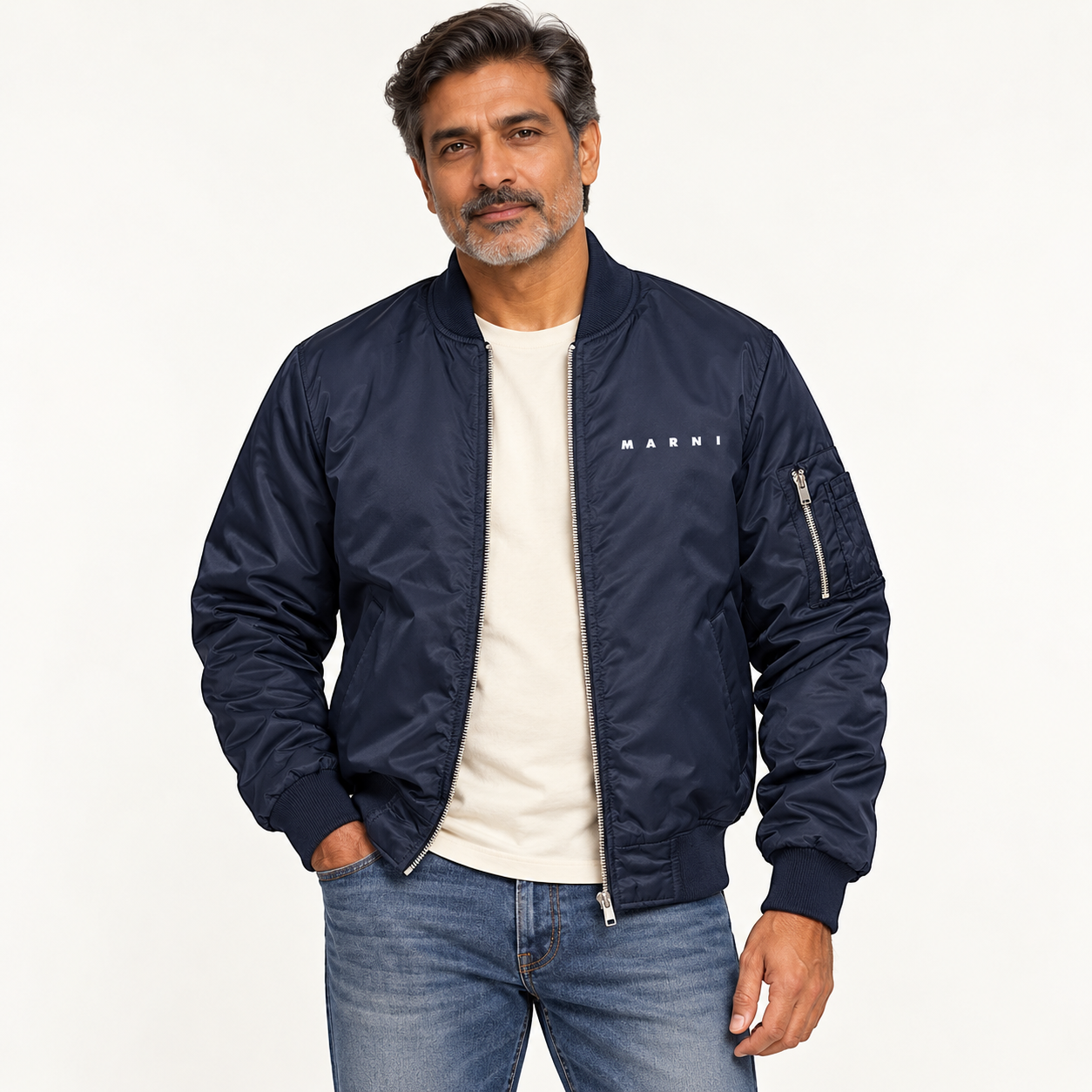 Men's Marni Lightweight Bomber Jacket | Color: Navy | Image 3