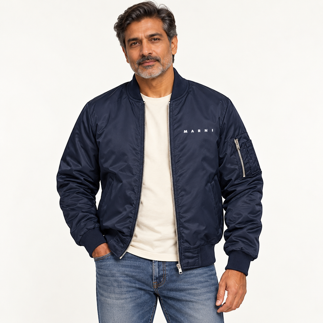 Men's Marni Lightweight Bomber Jacket | Color: Navy | Image 3