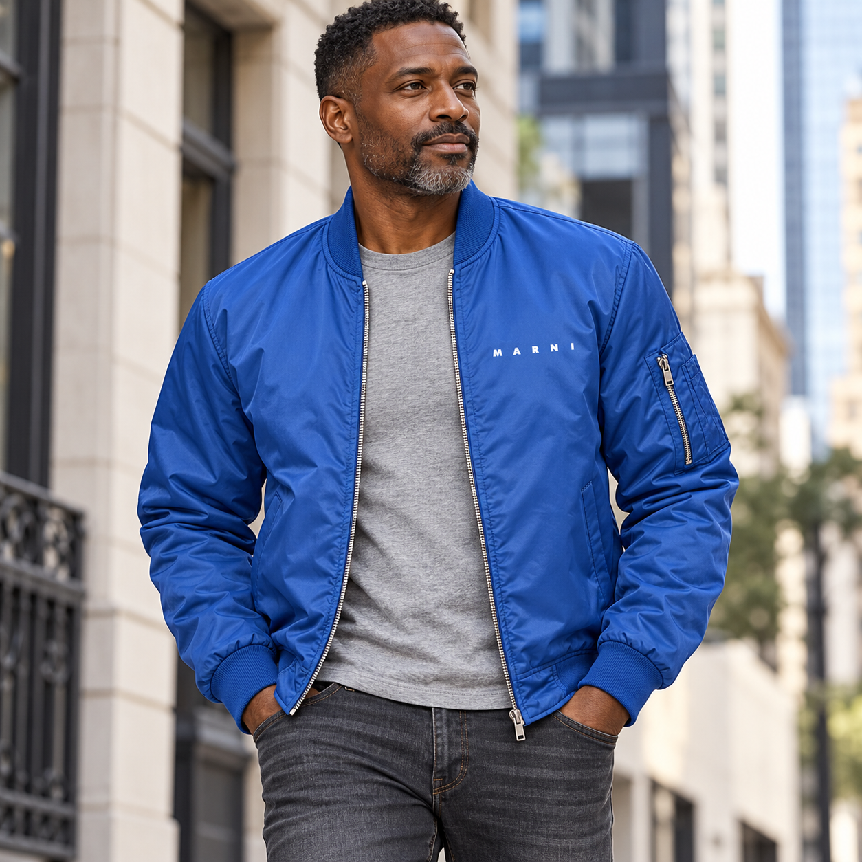 Men's Marni Lightweight Bomber Jacket | Color: Royal Blue | Image 1
