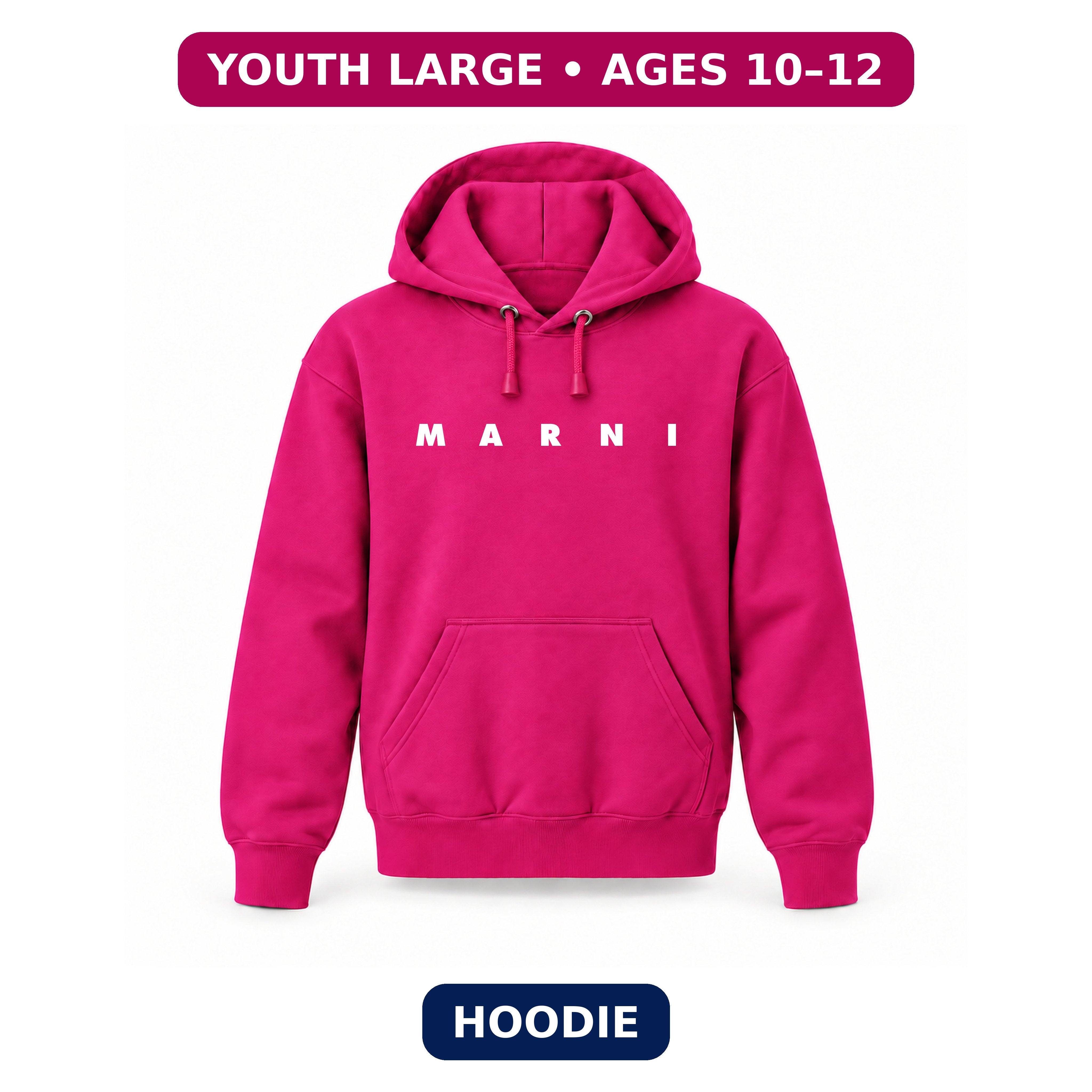 Marni - Youth Large Hoodie (Ages 10–12) | Color: Hot Pink