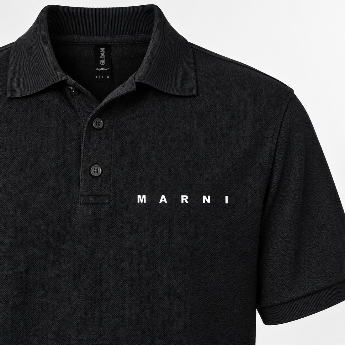 Men's Marni Dry Blend polo in black, detail view