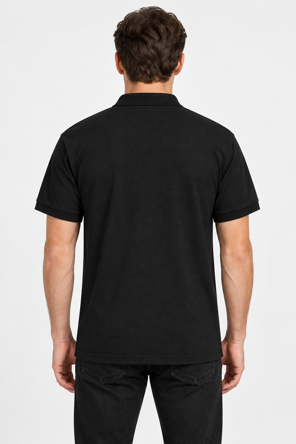 Men's Marni Dry Blend polo in black, back view