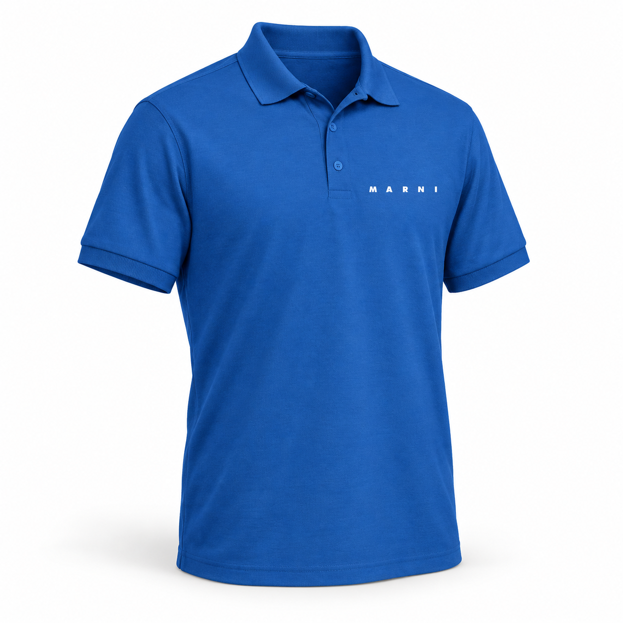 Men's Marni Dry Blend polo in blue, hero view