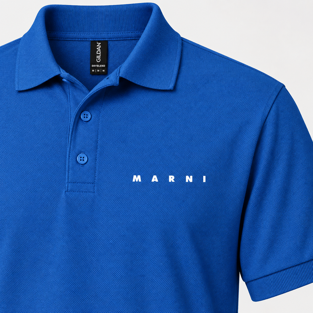 Men's Marni Dry Blend polo in blue, detail view