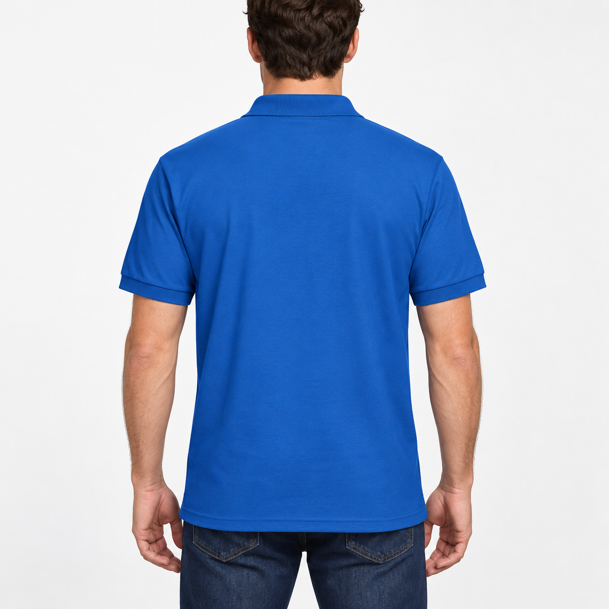 Men's Marni Dry Blend polo in blue, back view