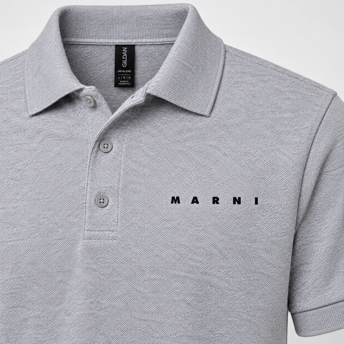 Men's Marni Dry Blend polo in grey, detail view