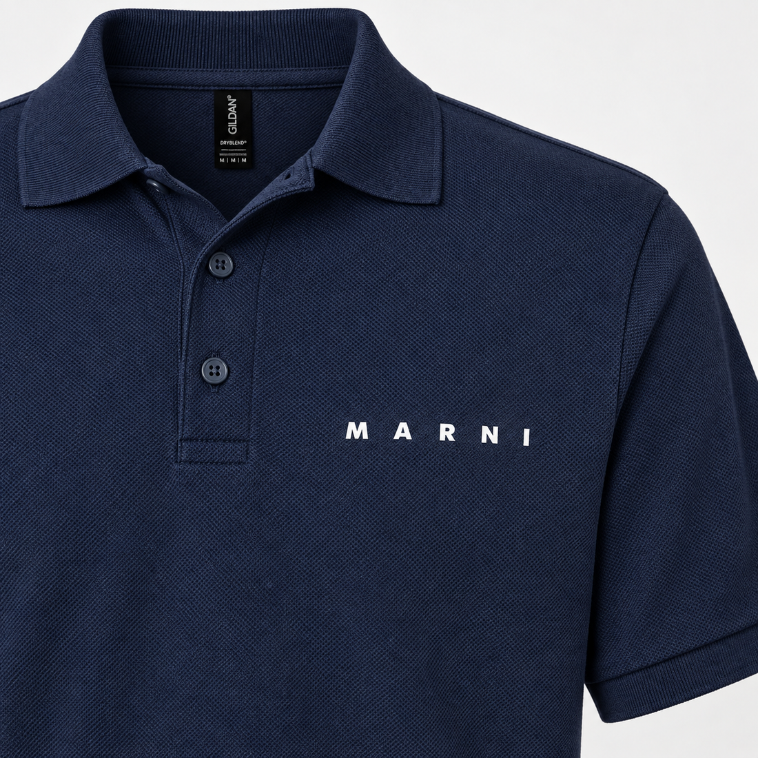Men's Marni Dry Blend polo in navy, detail view