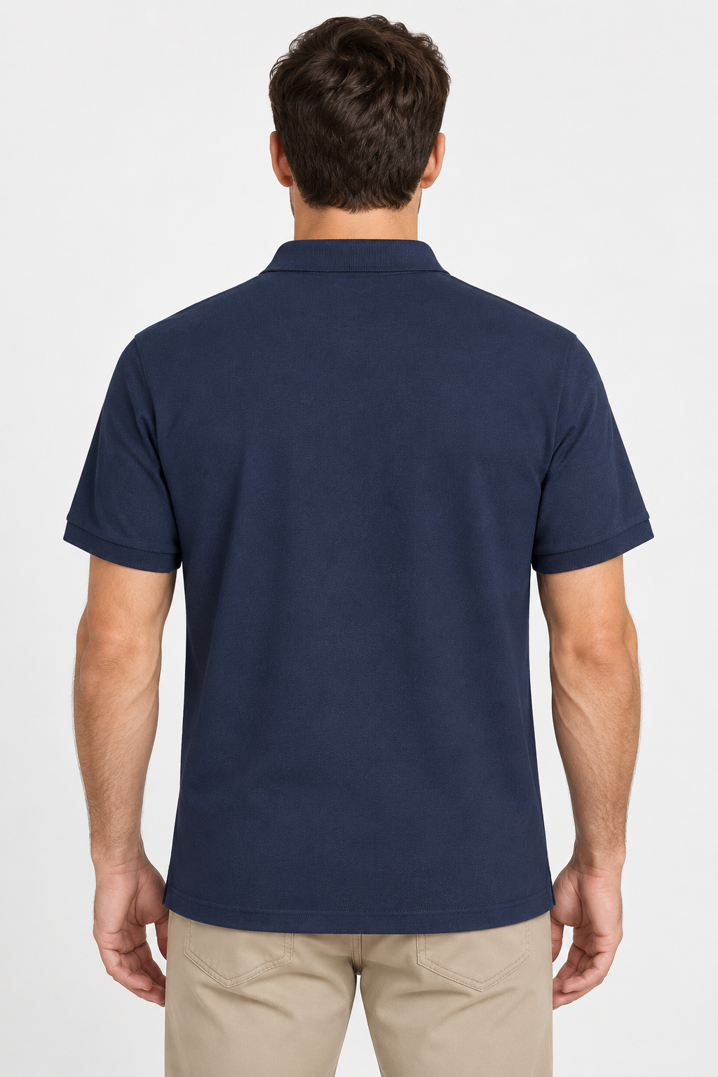 Men's Marni Dry Blend polo in navy, back view