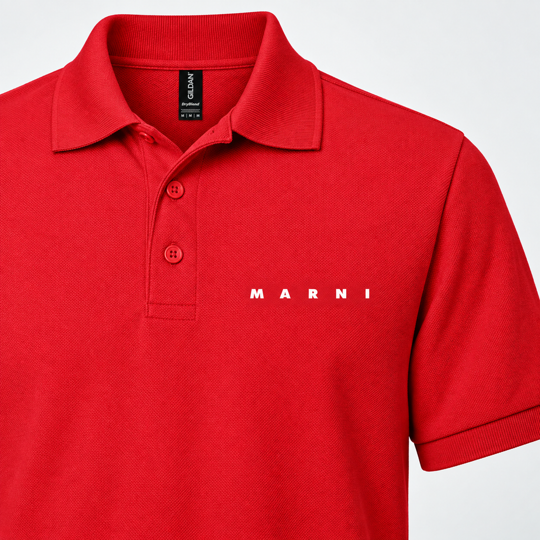 Men's Marni Dry Blend polo in red, detail view
