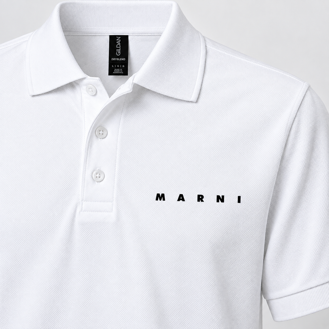 Men's Marni Dry Blend polo in white, detail view