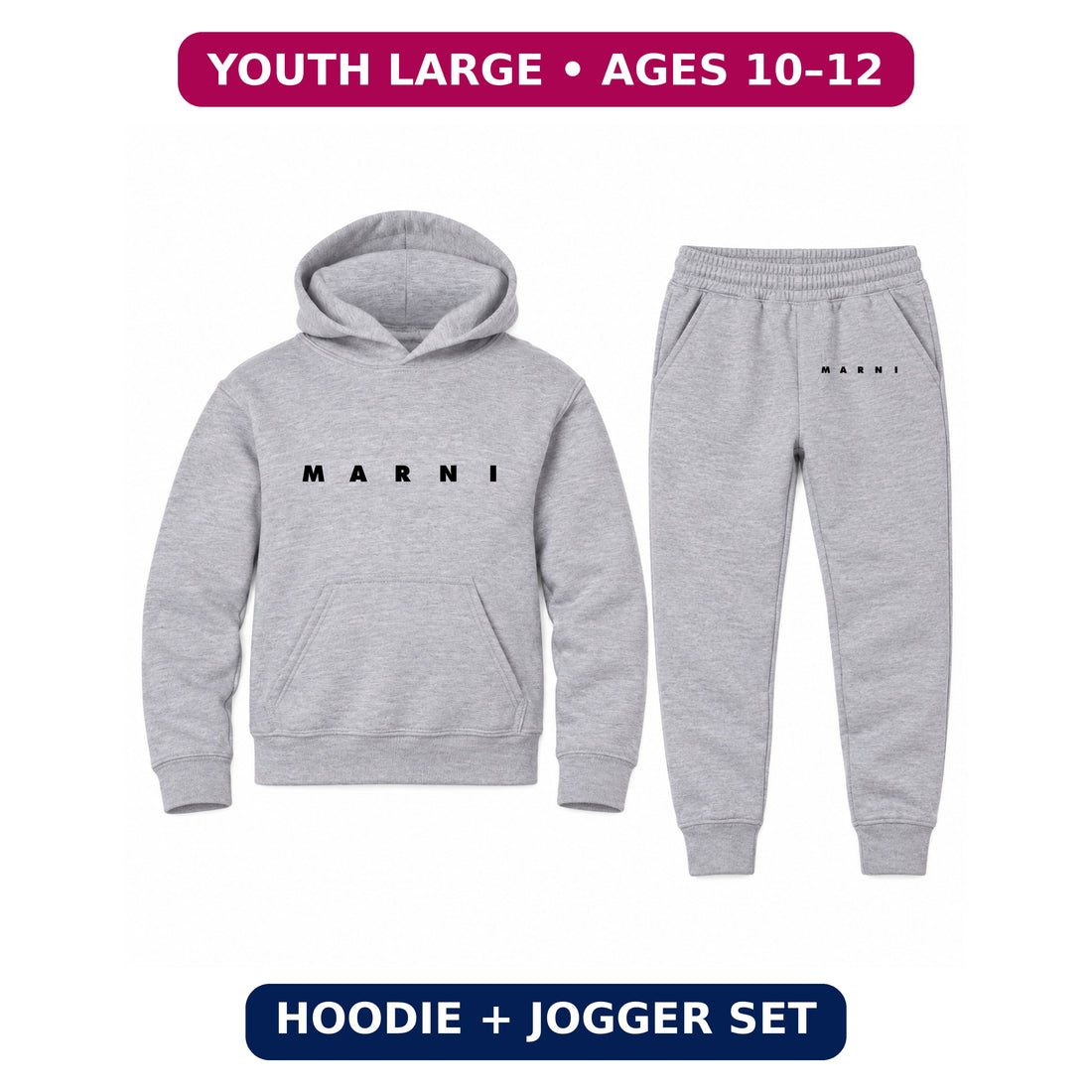 Marni Youth Hoodie Jogger Set | Sports Grey | Youth Large, ages 10–12