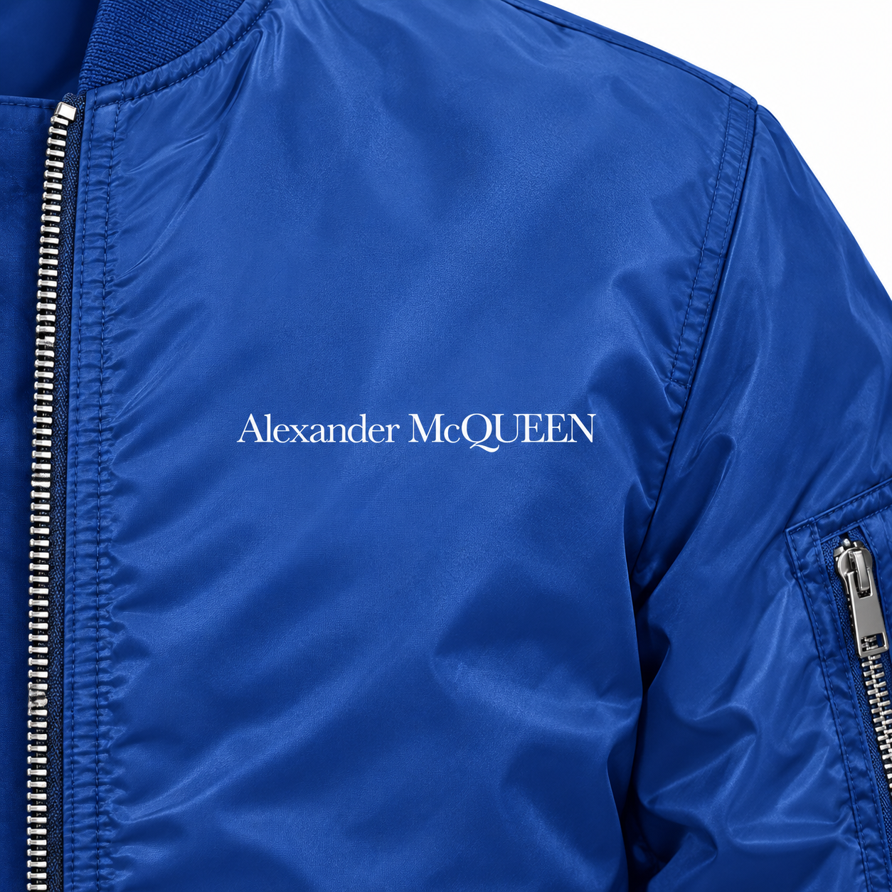 Men's Alexander McQueen Lightweight Bomber Jacket | Color: Royal Blue | Image 3