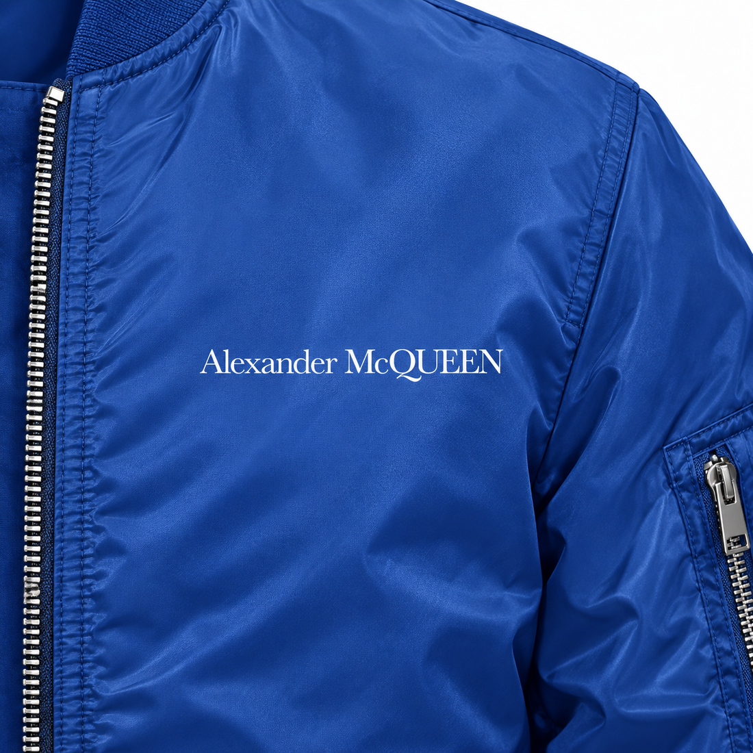 Men's Alexander McQueen Lightweight Bomber Jacket | Color: Royal Blue | Image 3