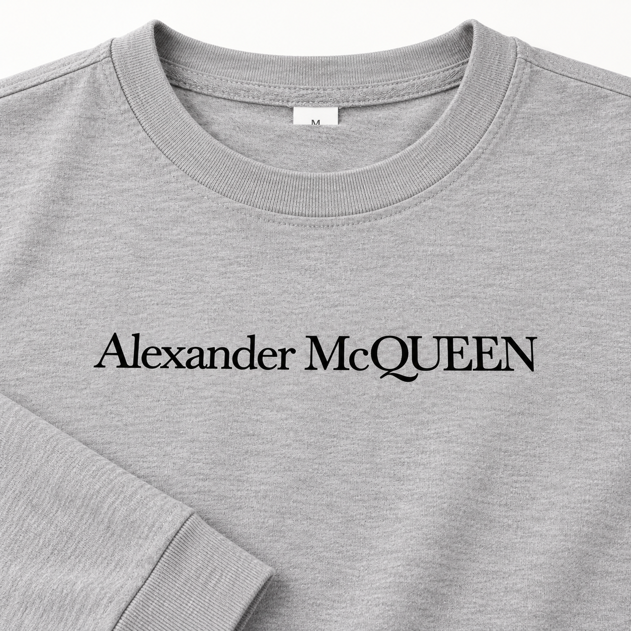 Men's Alexander McQueen Cotton Long Sleeve T-Shirt grey print detail