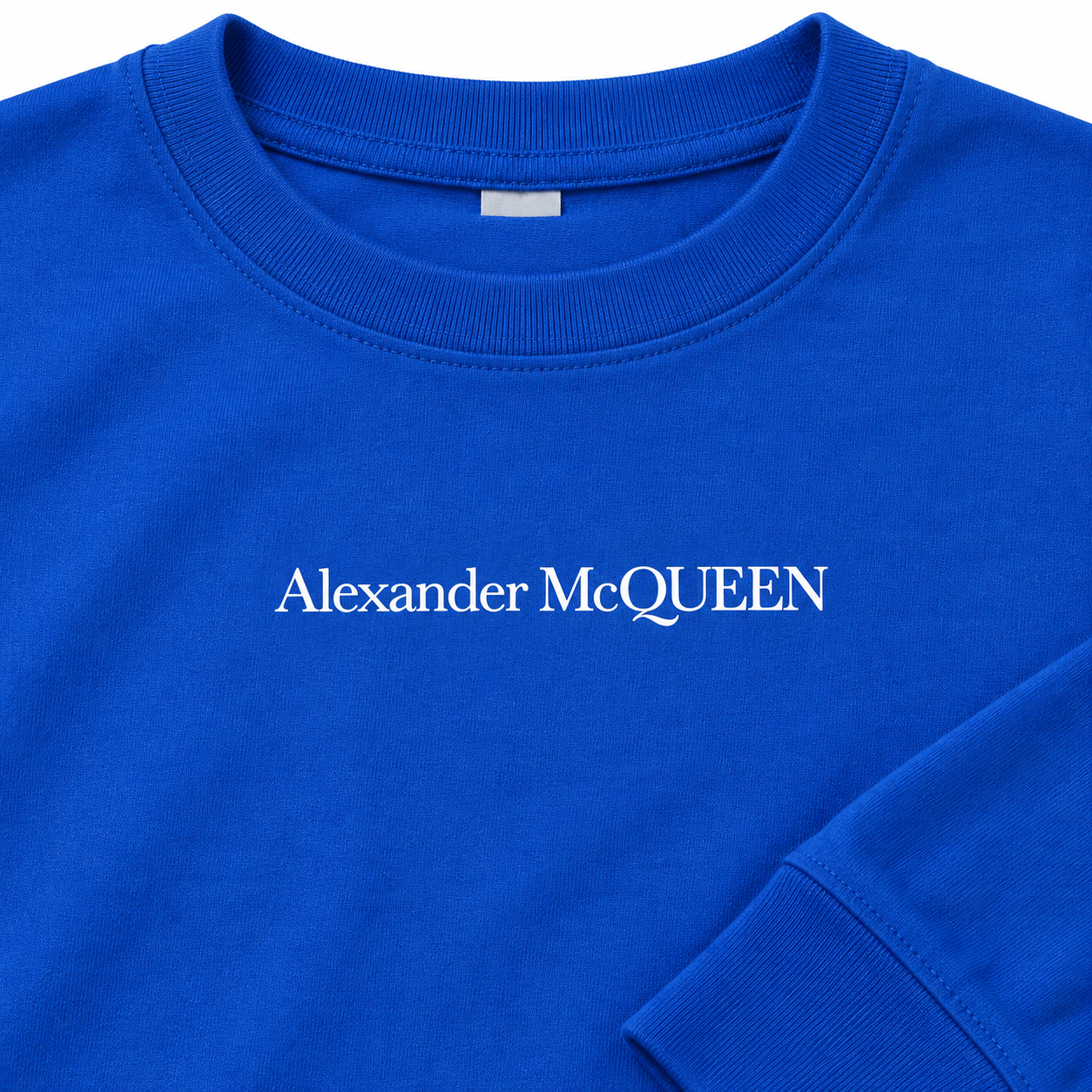 Men's Alexander McQueen Cotton Long Sleeve T-Shirt royal blue print detail
