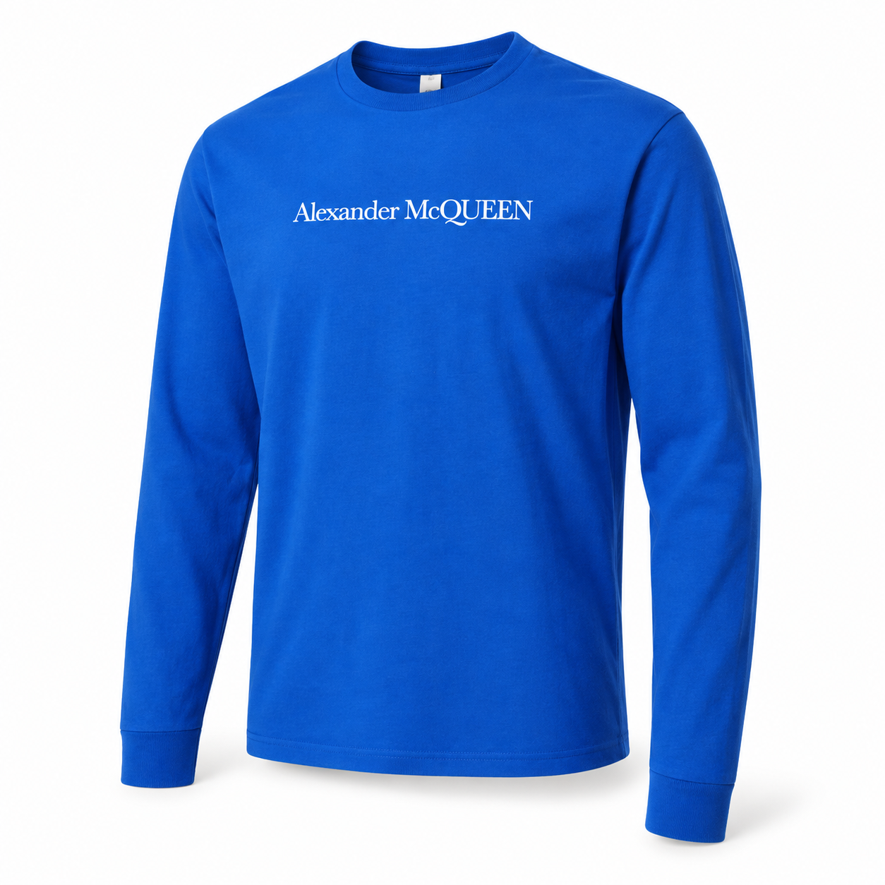 Men's Alexander McQueen Cotton Long Sleeve T-Shirt royal blue alternate angle