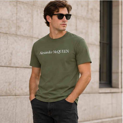 Men's Alexander McQueen Cotton T-Shirt | Color: Army Green | Image 4
