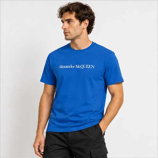 Men's Alexander McQueen Cotton T-Shirt | Color: Blue | Image 4