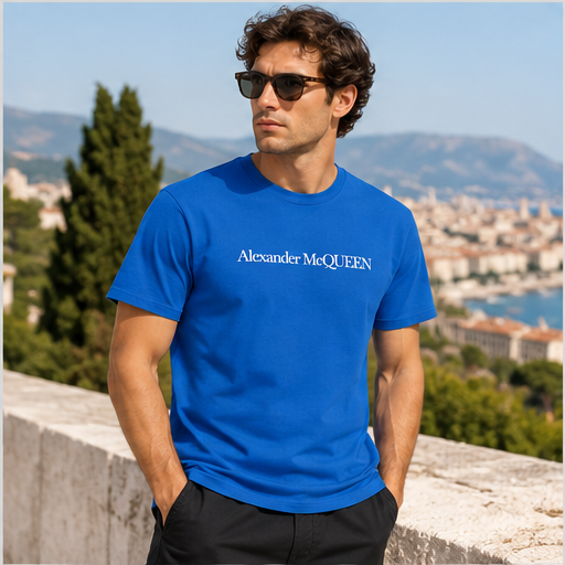 Men's Alexander McQueen Cotton T-Shirt | Color: Blue | Image 5