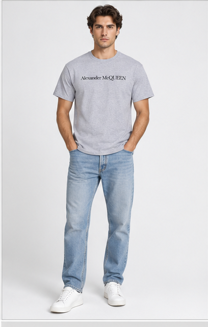 Men's Alexander McQueen Cotton T-Shirt | Color: Grey | Image 3