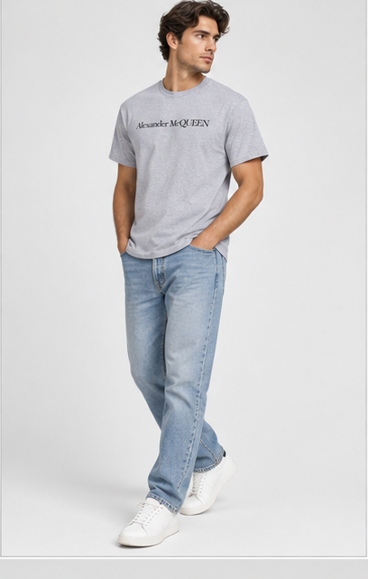 Men's Alexander McQueen Cotton T-Shirt | Color: Grey | Image 4