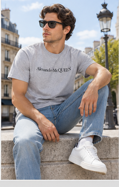 Men's Alexander McQueen Cotton T-Shirt | Color: Grey | Image 5