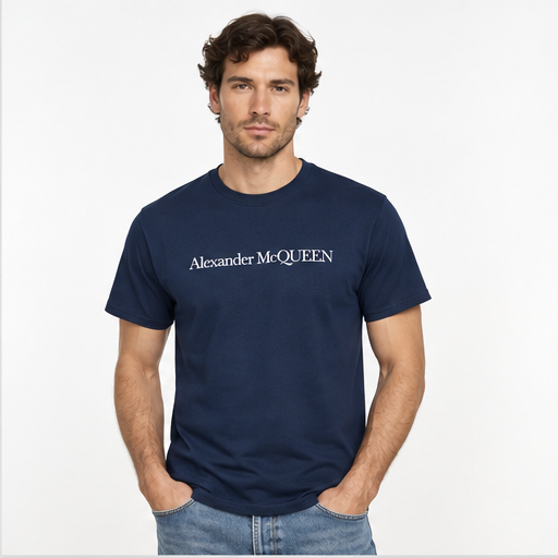 Men's Alexander McQueen Cotton T-Shirt | Color: Navy | Image 3