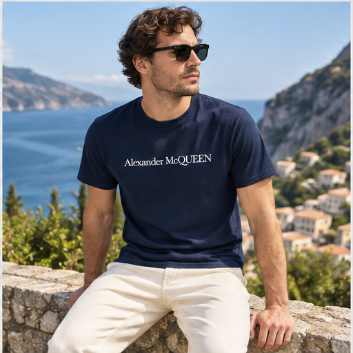 Men's Alexander McQueen Cotton T-Shirt | Color: Navy | Image 5