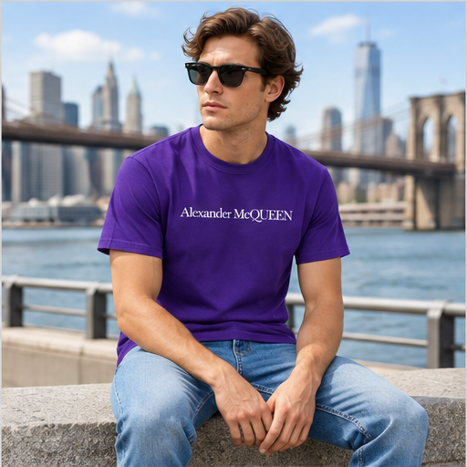 Men's Alexander McQueen Cotton T-Shirt | Color: Purple | Image 5