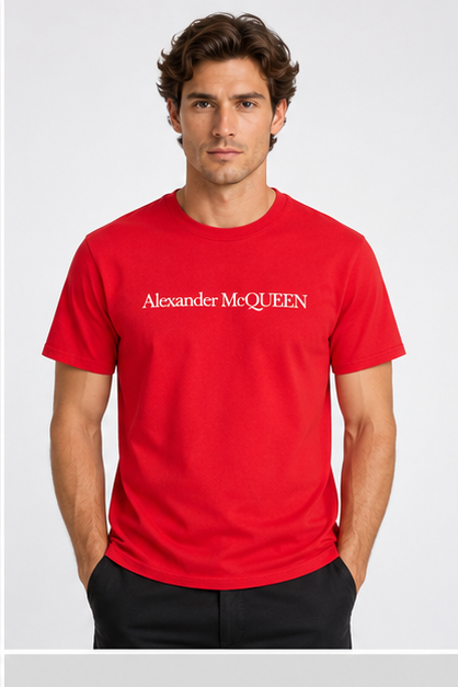 Men's Alexander McQueen Cotton T-Shirt | Color: Red | Image 3