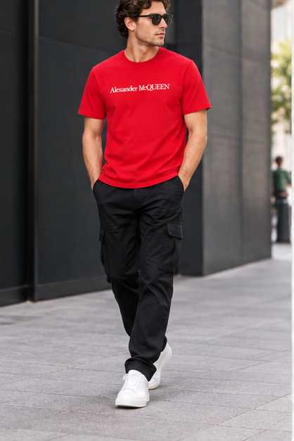Men's Alexander McQueen Cotton T-Shirt | Color: Red | Image 4