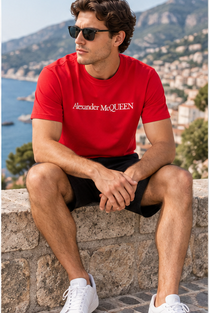 Men's Alexander McQueen Cotton T-Shirt | Color: Red | Image 5