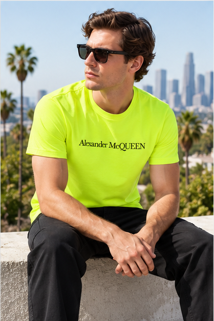 Men's Alexander McQueen Cotton T-Shirt | Color: Safety Green | Image 5