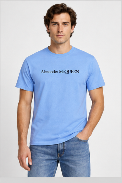 Men's Alexander McQueen Cotton T-Shirt | Color: Sky Blue | Image 3