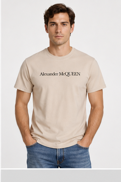 Men's Alexander McQueen Cotton T-Shirt | Color: Tan | Image 3