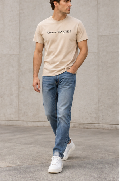 Men's Alexander McQueen Cotton T-Shirt | Color: Tan | Image 4