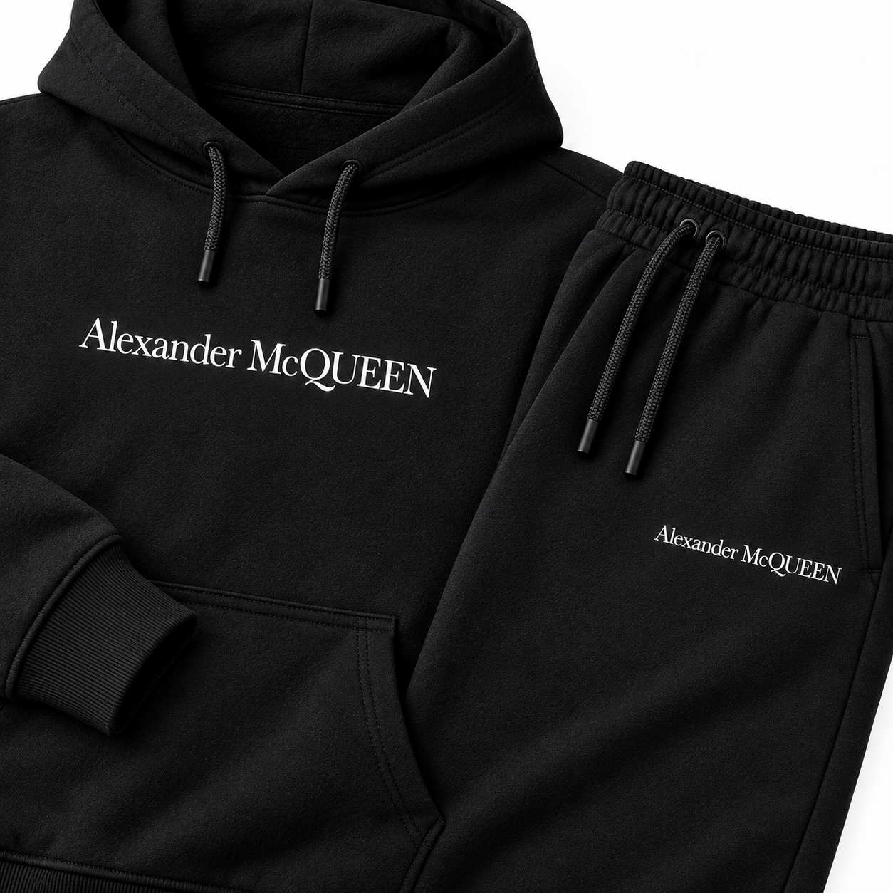 Men's Alexander McQueen Hoodie Joggers Set in Black — detail view