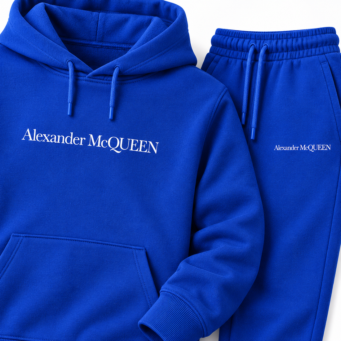Men's Alexander McQueen Hoodie Joggers Set in Blue — detail view