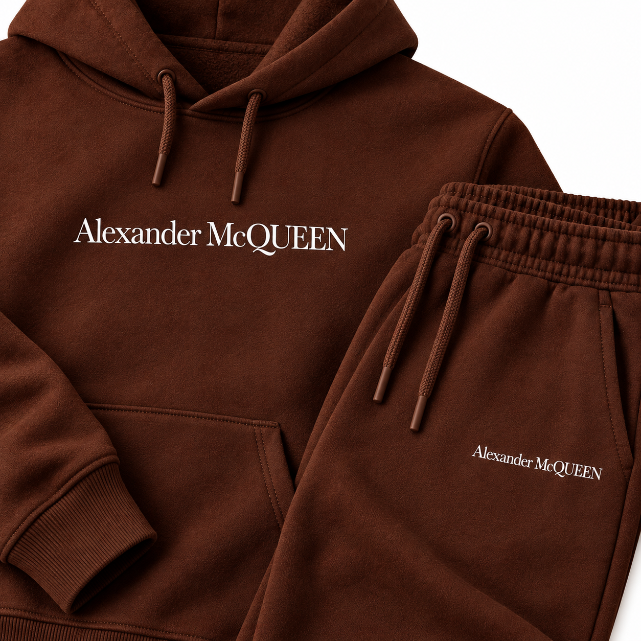 Men's Alexander McQueen Hoodie Joggers Set in Brown — detail view